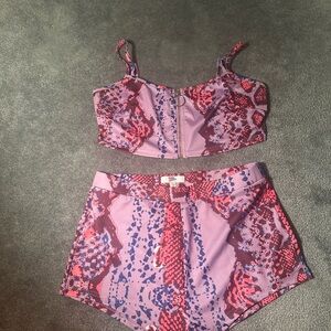 Stylish Women's Purple and Pink Intimate Set